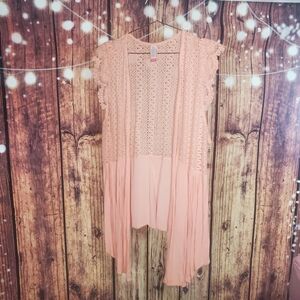 No Boundaries Peach Lace Cardigan